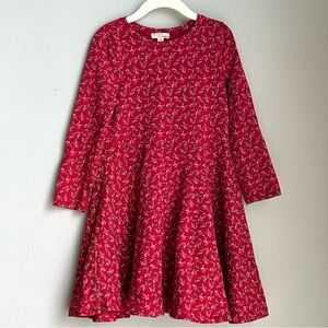 Du Pareil au même red long sleeve floral print dress all cotton